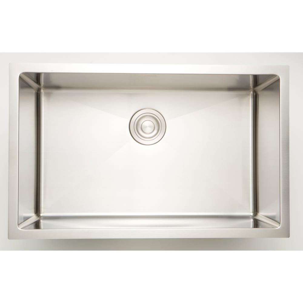 16 Gauge Sinks Undermount Stainless Steel 32 In Deck Mount Single Bowl Kitchen Sink In Chrome