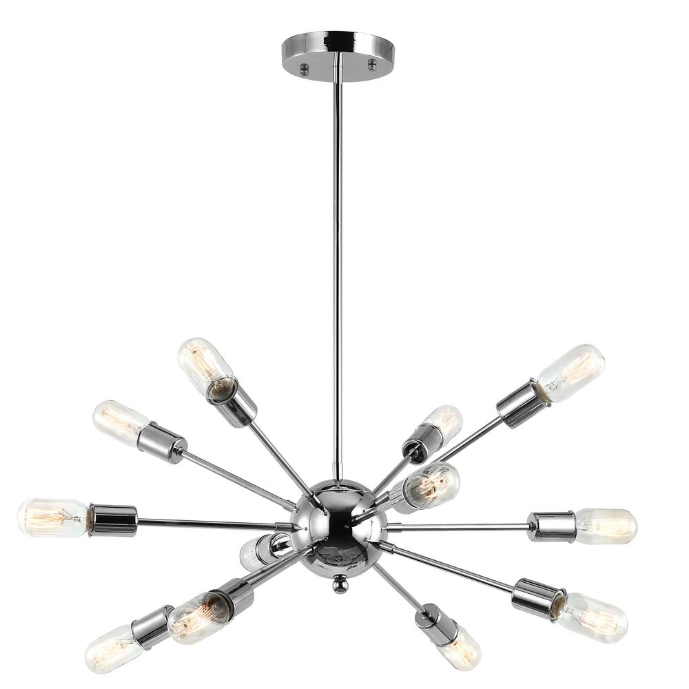 Light Society Meridia 12 Chrome Sputnik Style Chandelier Ls