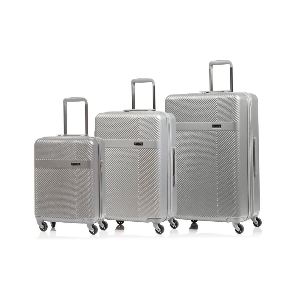 CHAMPS Grid 28 in.,24 in., 20 in. Silver Hardside Luggage Set with