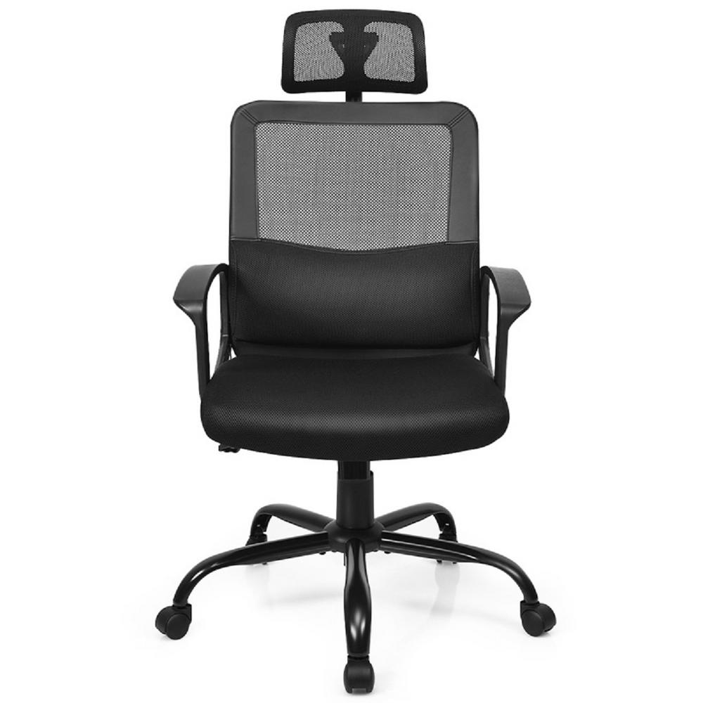 costway Black Mesh High Back Office Massage Chair Ergonomic Swivel