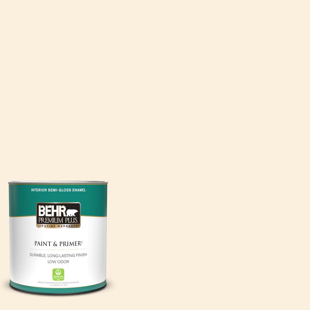 BEHR PREMIUM PLUS 1 qt. PWN40 Elegant Ivory SemiGloss Enamel Low