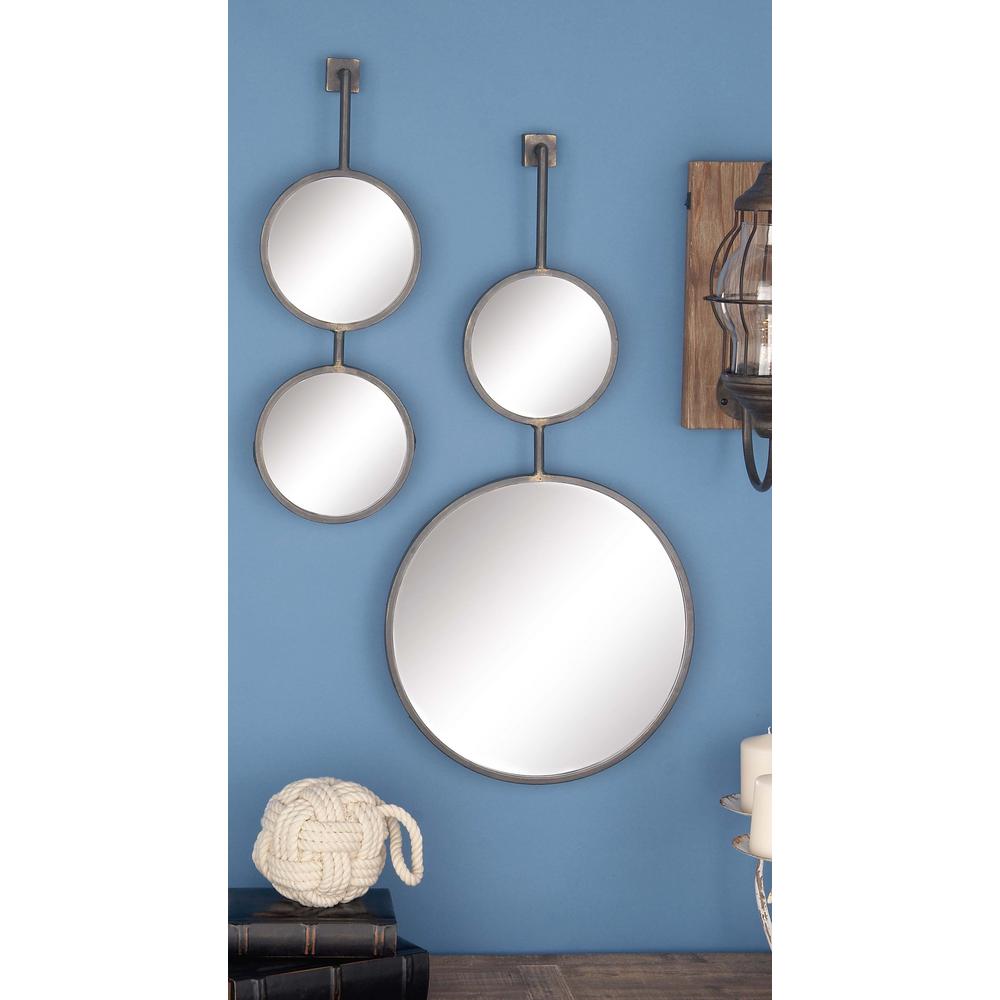 4Piece Modern Suspended Metal Wall Mirror Set47951 The Home Depot