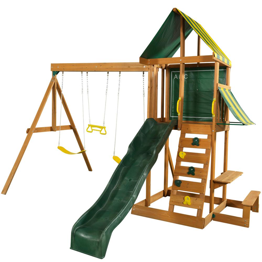 kidkraft spring meadow wooden swing set