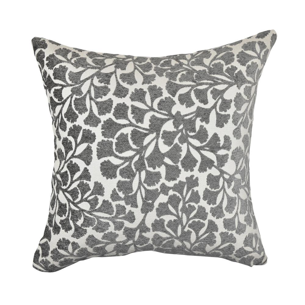Vesper Lane Gray Ginkgo Leaf Designer Throw Pillow-FL02GYZ18I - The ...