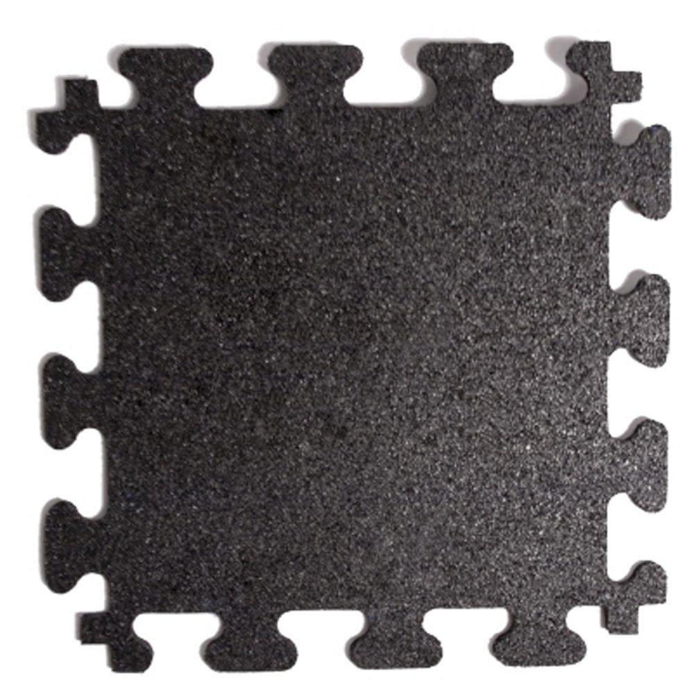 FANMATS Titan Tile Black 18 in. x 18 in. Rubber Tile Flooring (6Pack