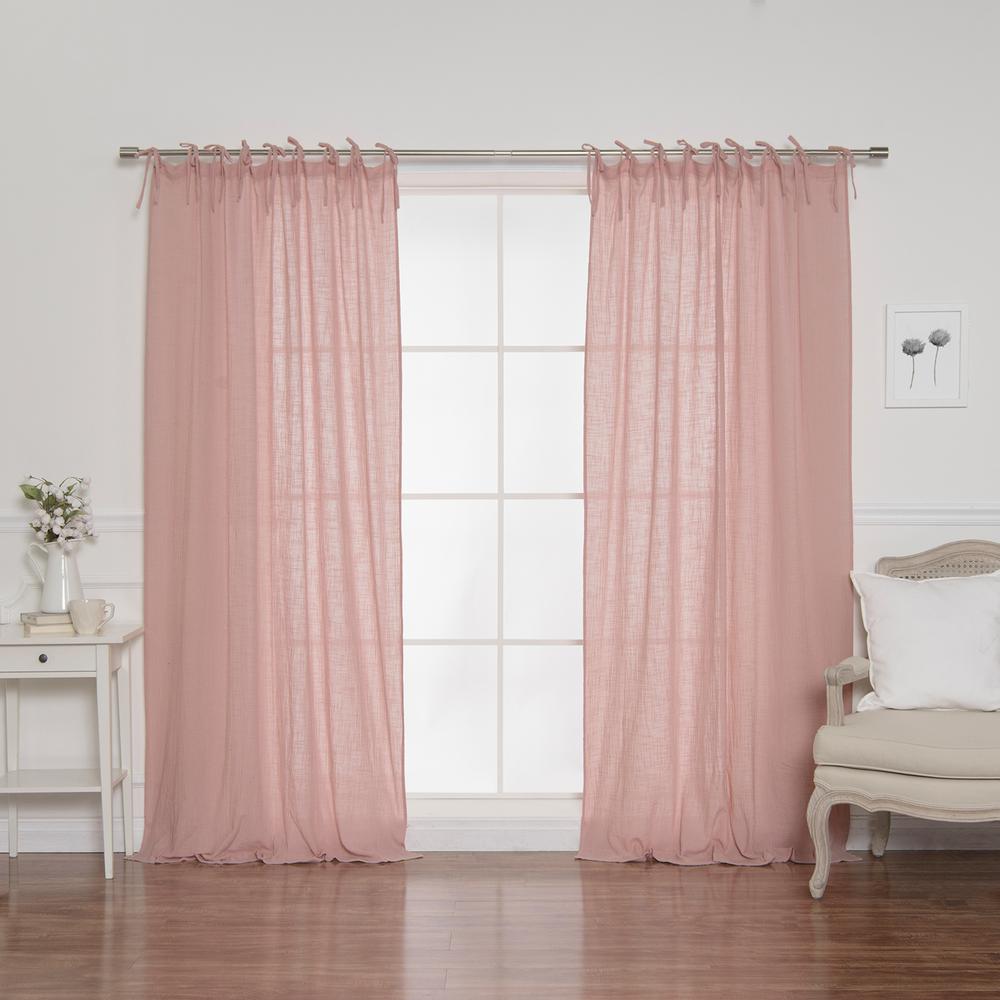 Pink Tie Top Curtains D Window Treatments The Home Depot L Cotton Gauze Curtains In Pink 2 Pack