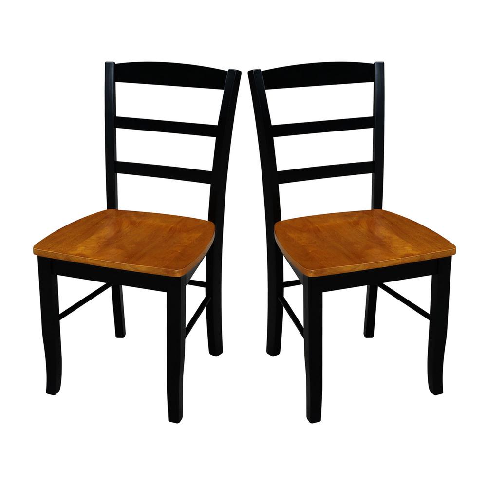 International Concepts Madrid Black And Cherry Wood Dining Chair Set Of 2 C57 2p The Home Depot