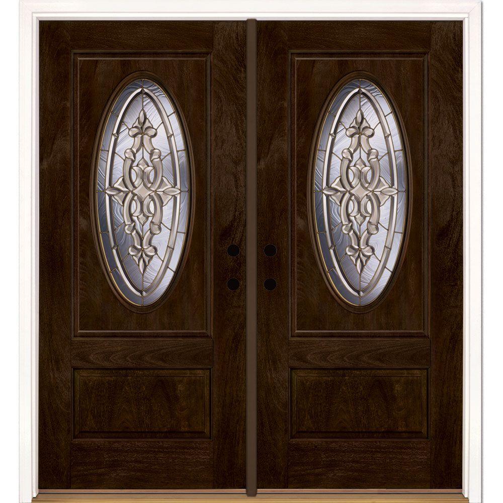 Feather River Doors 74 in.x81.625 in. Silverdale Brass 3/4 Oval Lt ...