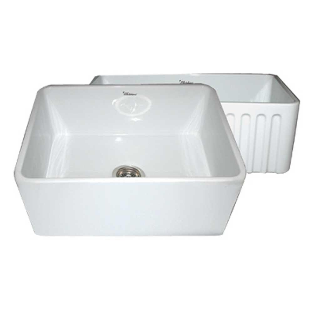 Whitehaus Collection Reversible Farmhaus Apron Series Front Fireclay 24 In 0 Hole Single Bowl Kitchen Sink In White