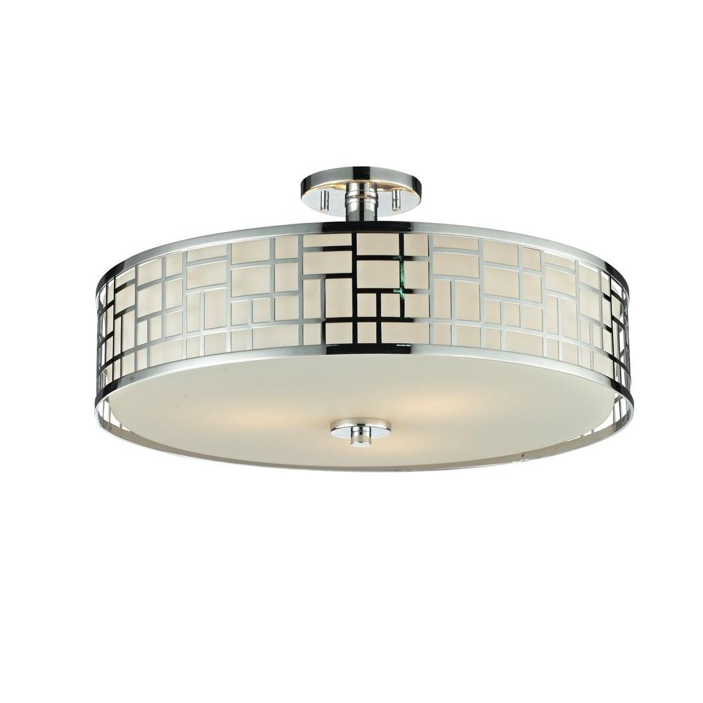 Filament Design Velia 3 Light Chrome Modern Semi Flush Mount With