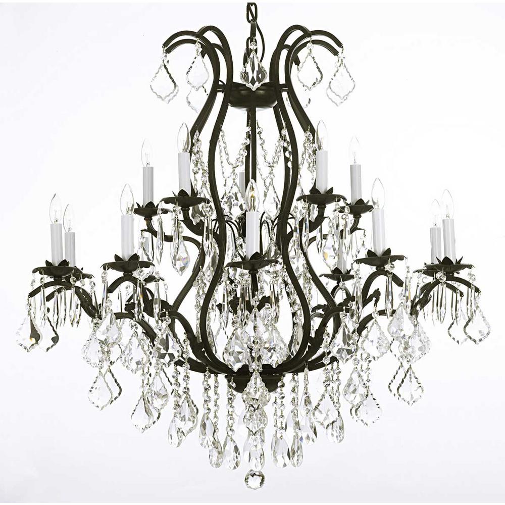 Versailles 15 Light Black Wrought Iron And Crystal Chandelier T40 Versailles 15 Light Black Wrought Iron