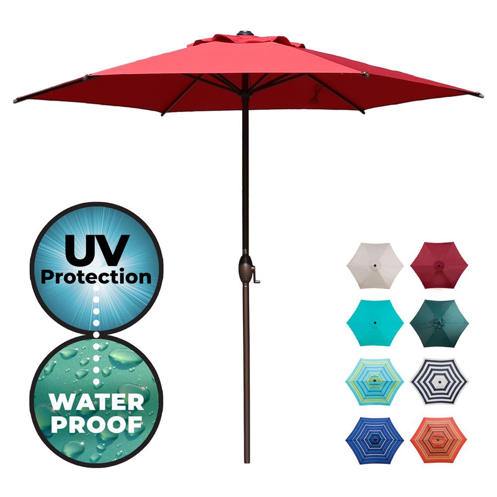 Abba Patio 9 Ft Market Outdoor Patio Umbrella With Push Button Tilt And Crank In Red Ap9386ctr The Home Depot