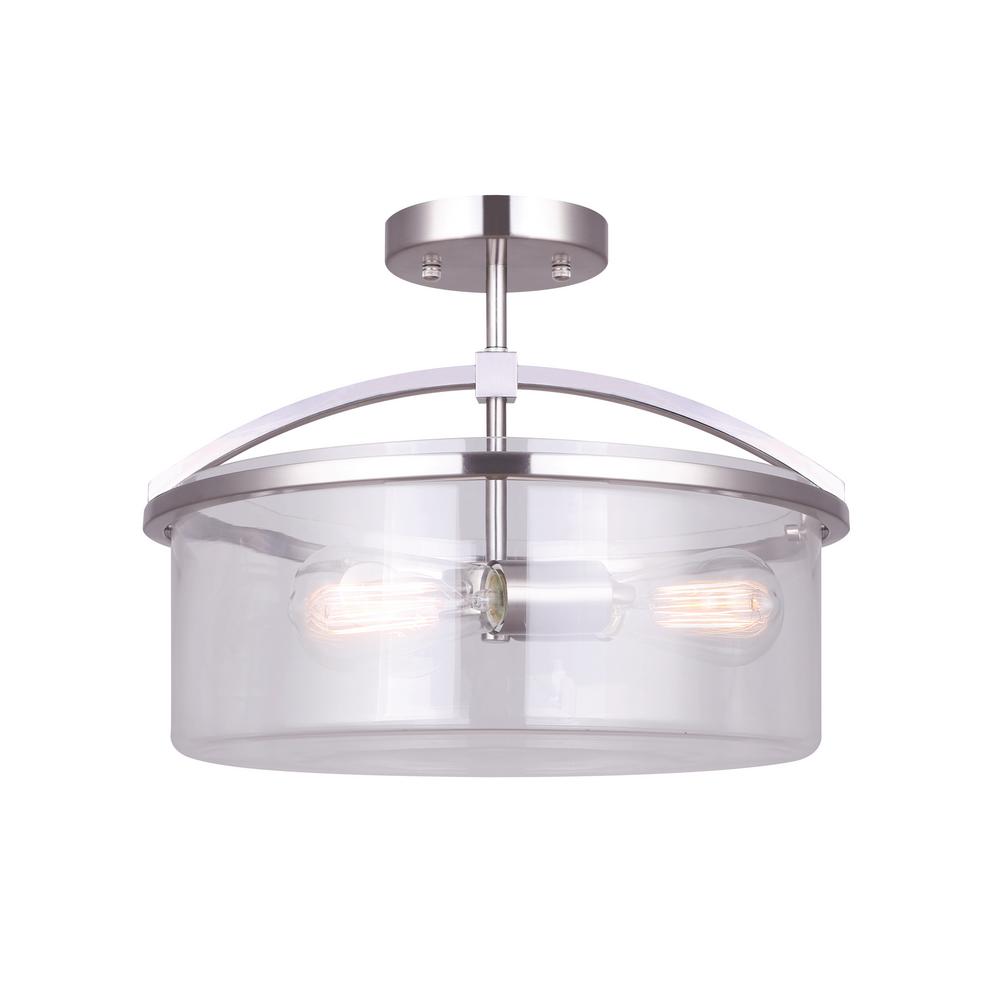 Canarm Chelsey 3 Light Brushed Nickel Semi Flushmount Light