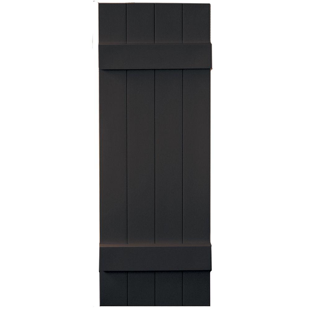 Builders Edge 14 in. x 43 in. BoardNBatten Shutters Pair, 4 Boards