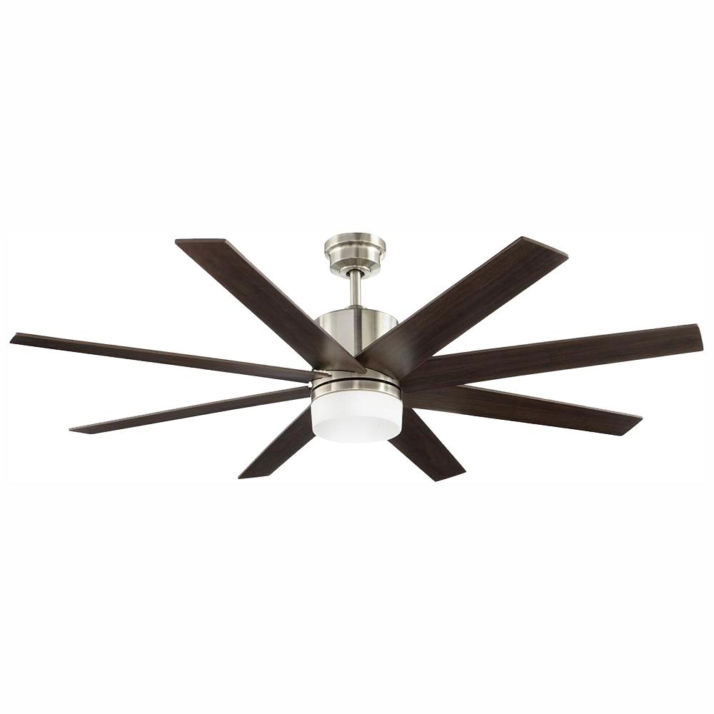 Modern 8 Blades Nickel Ceiling Fans Lighting The