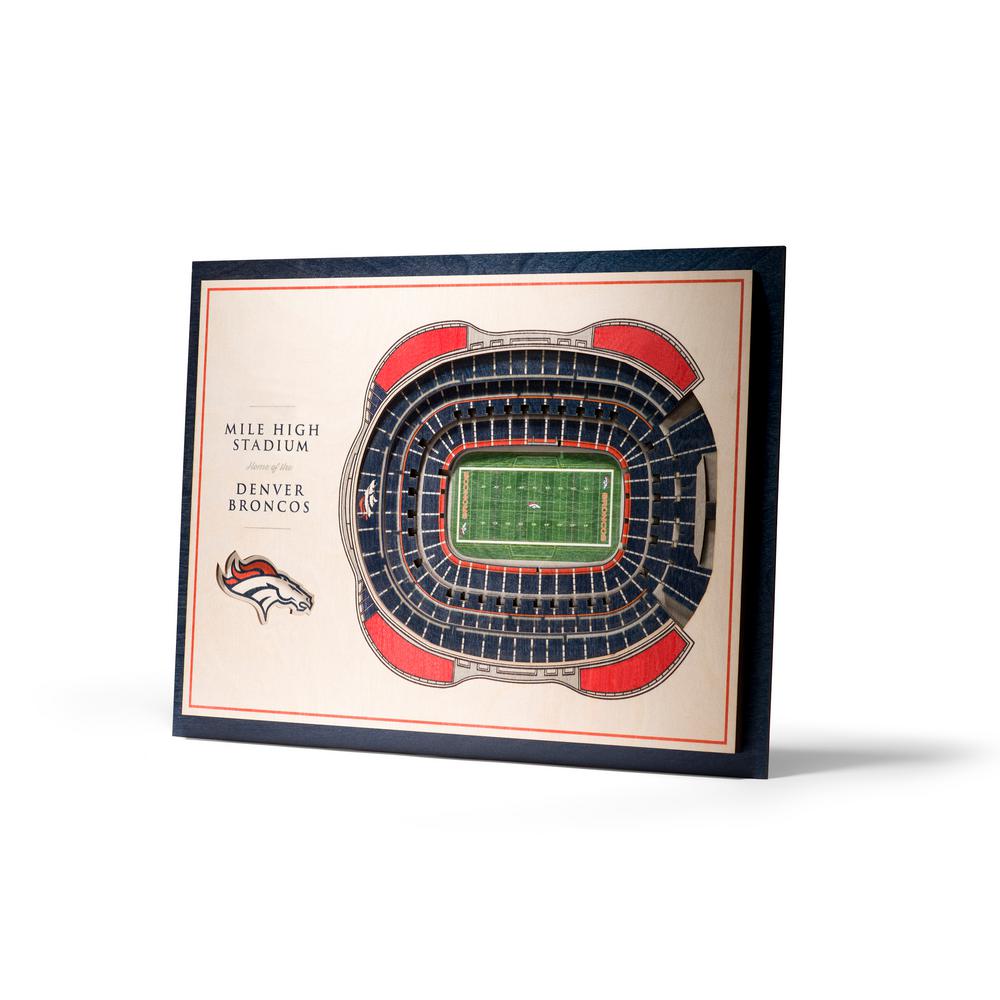 Nfl Denver Broncos 25 Layer Stadiumviews 3d Wooden Wall Art
