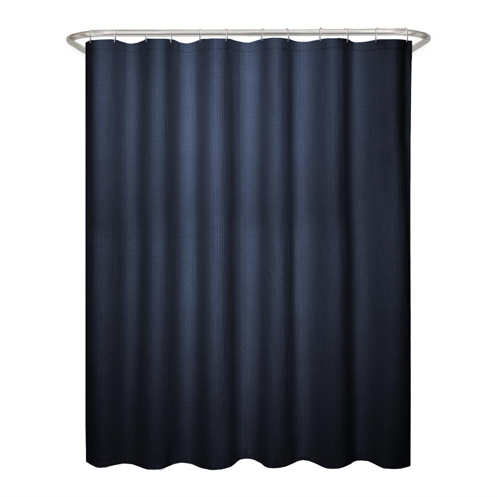 navy blue fabric shower curtain