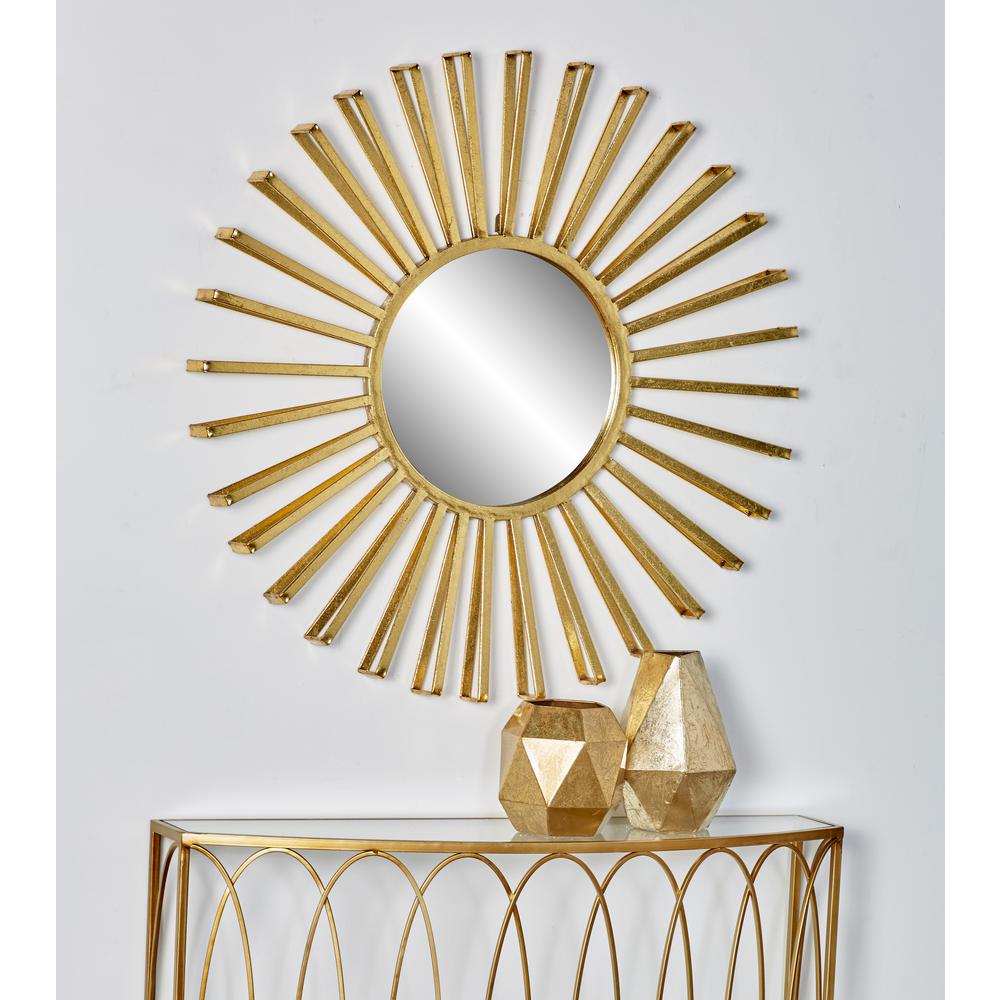 Litton Lane Sun Inspired Round Gold Decorative Wall Mirror 67096 Litton Lane Sun Inspired Round Gold Decorative Wall Mirror