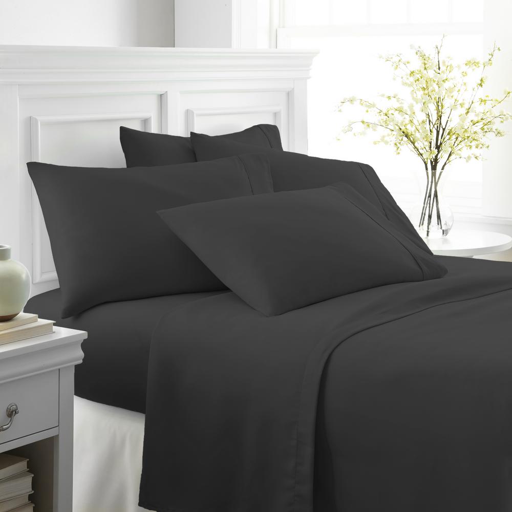 Becky Cameron 6 Piece Black Solid Microfiber Queen Sheet Set Ieh Black Solid Microfiber Queen Sheet Set