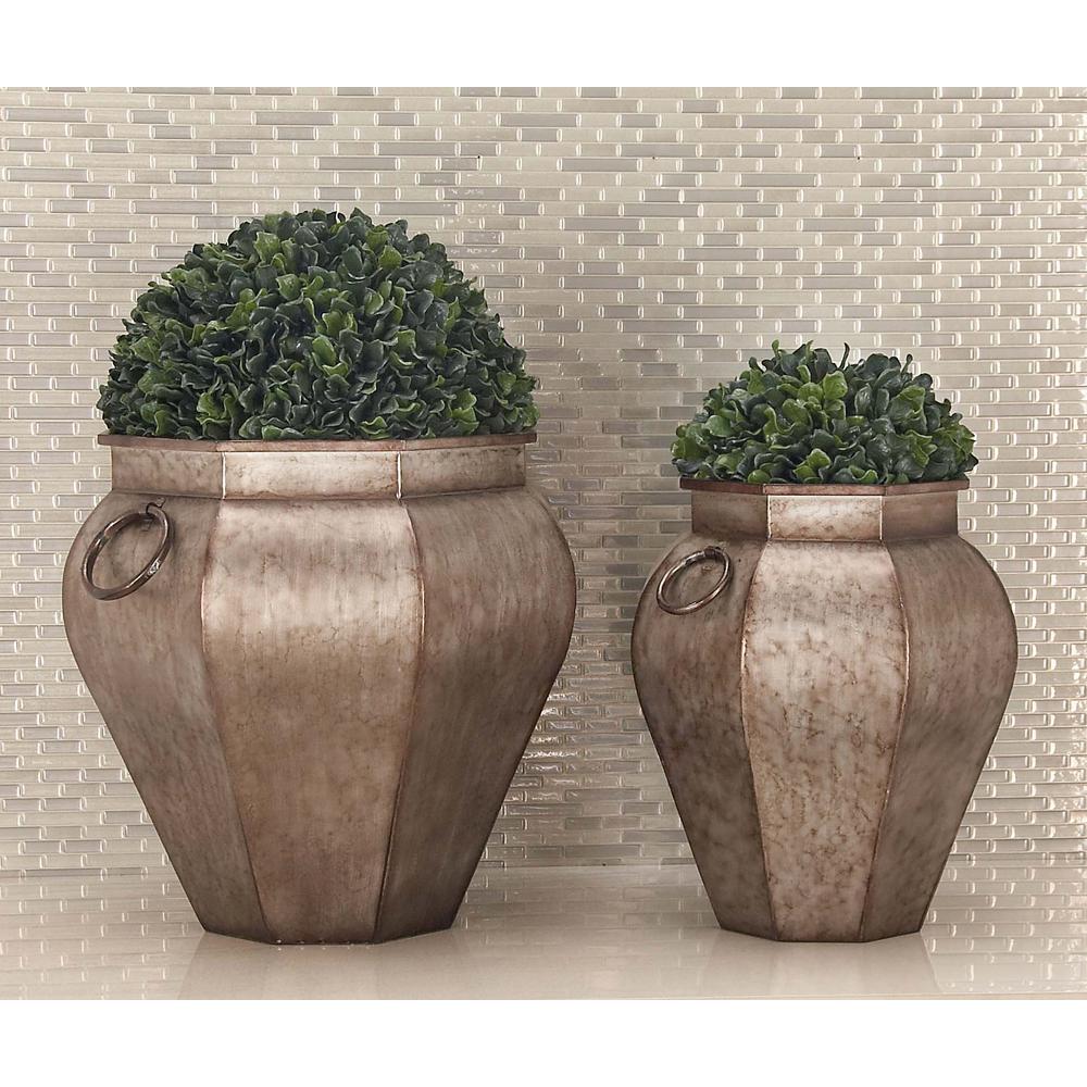 18 in. x 18 in. Rustic Iron Gray UrnShaped Planters (Set of 2)20388