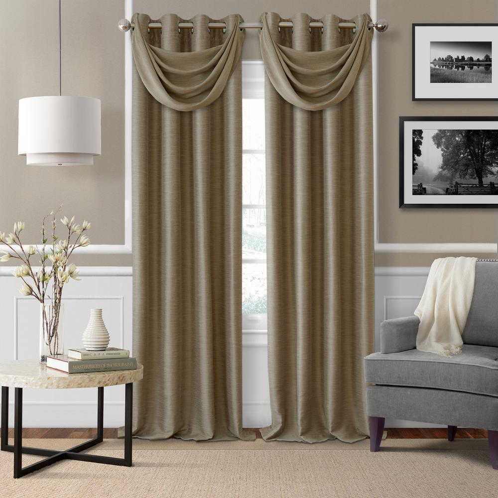 Brown Curtains D Window Treatments The Home Depot Brooke Taupe Polyester Single Blackout Window Curtain Panel 52 In