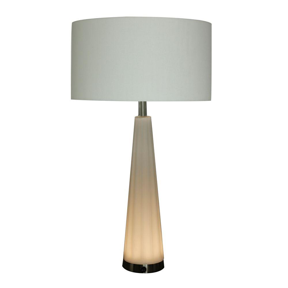Fangio Lighting 29 In Frosted Glass And Satin Nickel Metal Table Fangio Lighting 29 In Frosted Glass And Satin Nickel Metal Table Lamp With Led Night