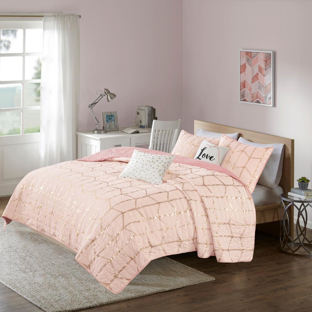 Intelligent Design Khloe 5 Piece Blush Gold King Comforter Set