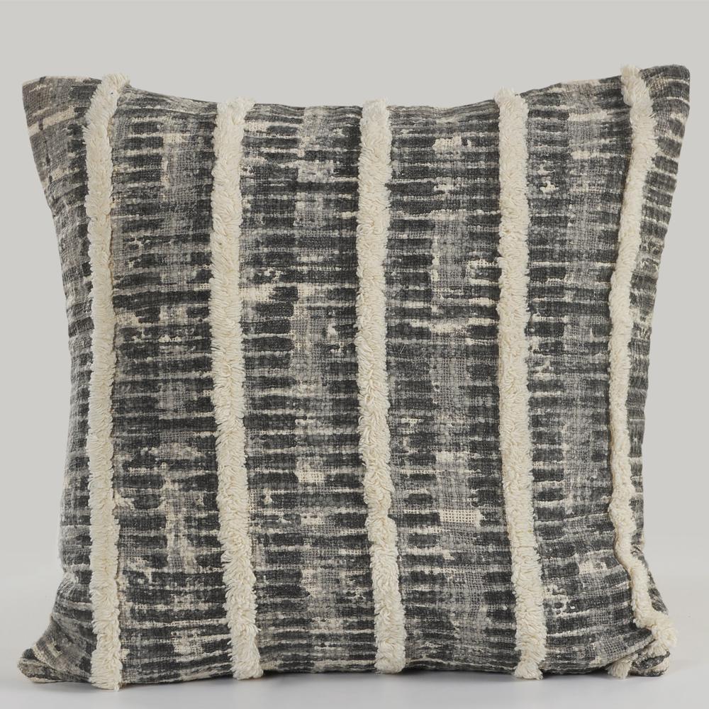 Lines and Stripes Black and Gray Striped Hypoallergenic Polyester 18 in. x 18 in. Throw Pillow