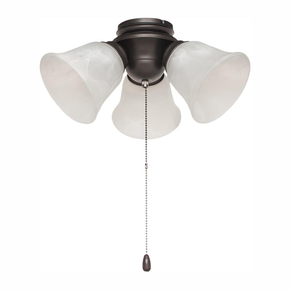 Hampton Bay 3 Light Satin Bronze Alabaster Glass Led Ceiling Fan