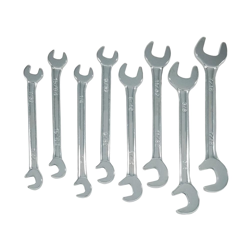 Zenith 7/32 in. 7/16 in. Mini Double Open End Wrench Set SAE (8Piece