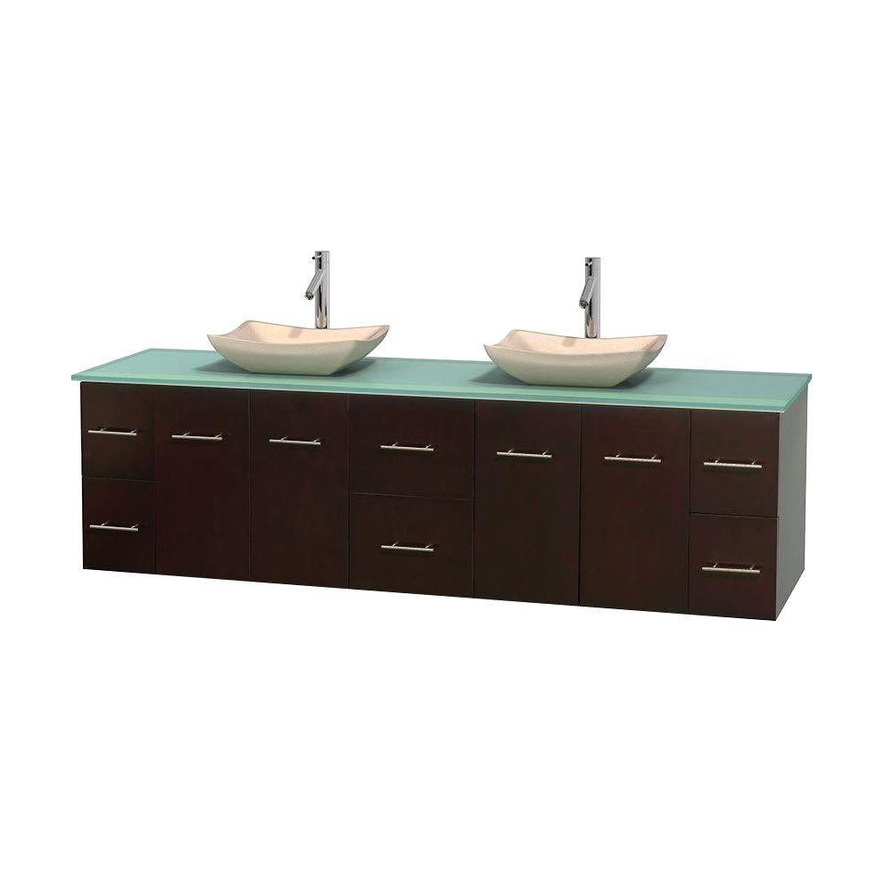 Wyndham Collection Centra 80 In Double Vanity Espresso With Wyndham Collection Centra 80 In Double Vanity Espresso With Glass Top Green