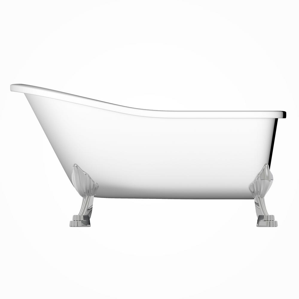 London 59 In Acrylic Clawfoot Bathtub In White
