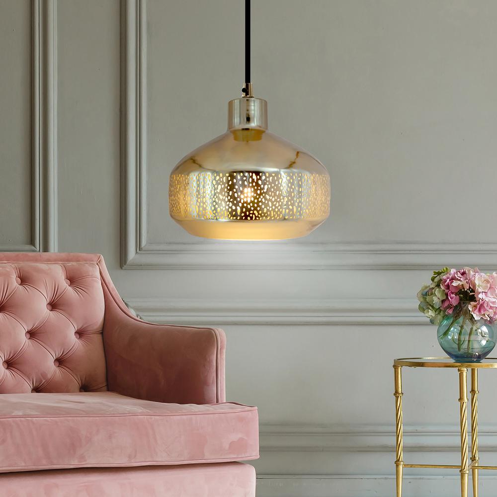 Sorrento 1-Light Gold Hanging Pendant with Metal Shade