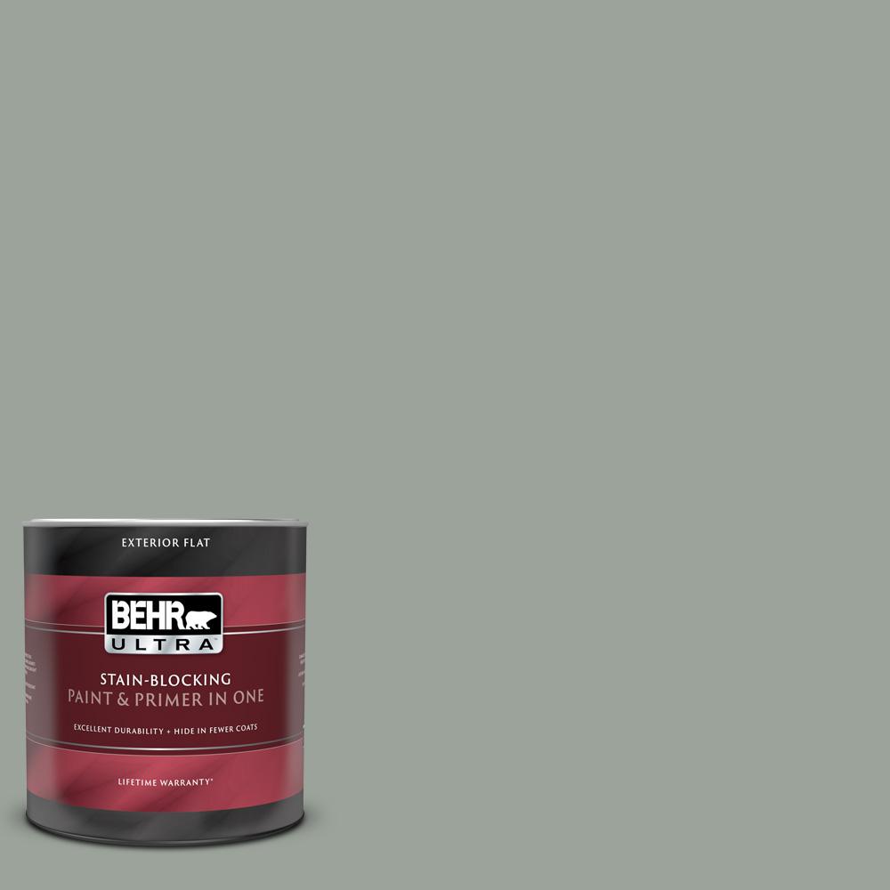 BEHR ULTRA 1 qt. 710F4 Sage Gray Flat Exterior Paint and
