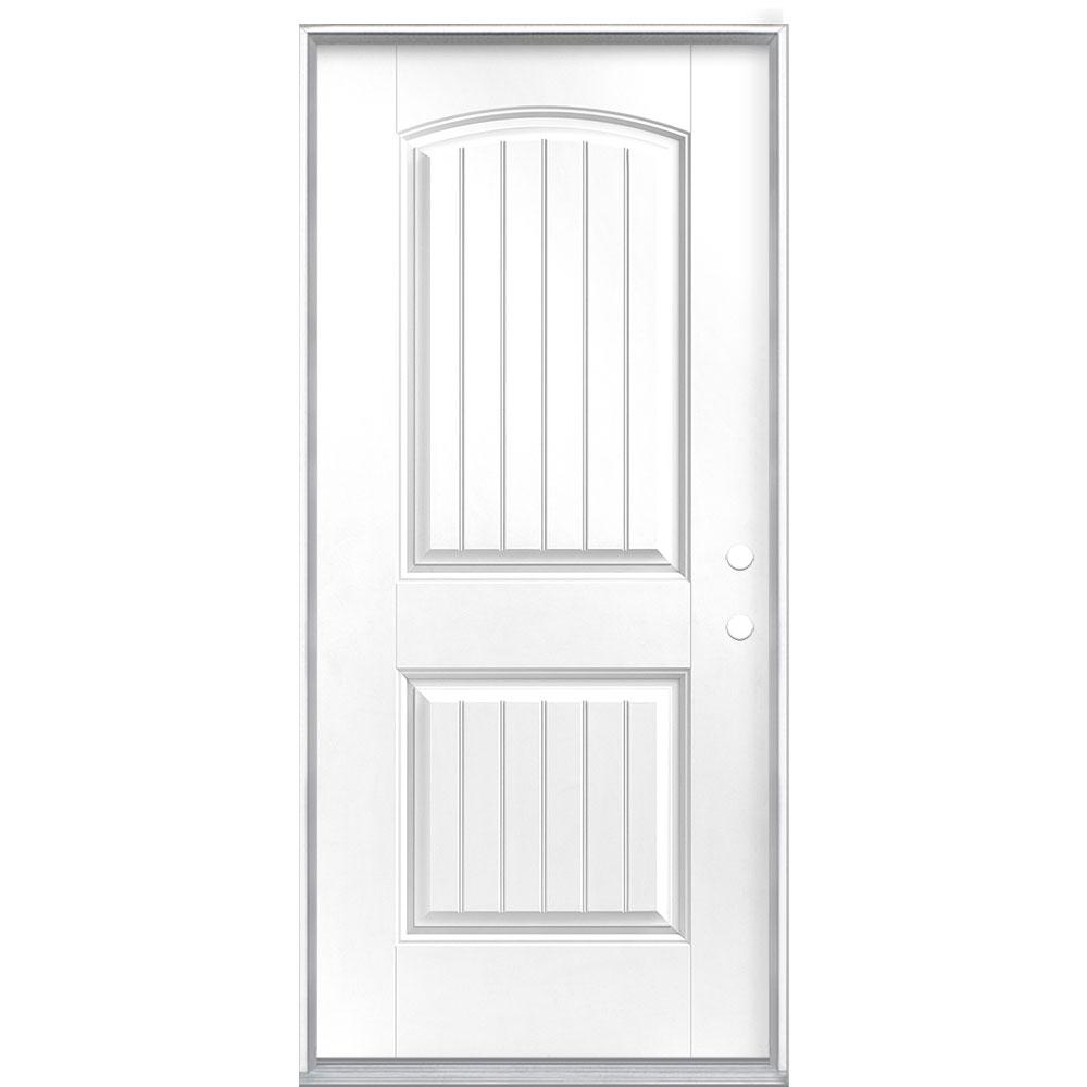 Masonite 36 In X 80 In Cheyenne 2 Panel Left Hand Inswing Painted Smooth Fiberglass Prehung Front Exterior Door No Brickmold