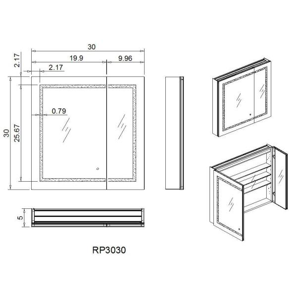 Aquadom Royale Plus 30 In W X 30 In H Recessed Or Surface Mount Medicine Cabinet With Bi View Door Led Lighting Mirror Defogger Rp 3030 The Home Depot