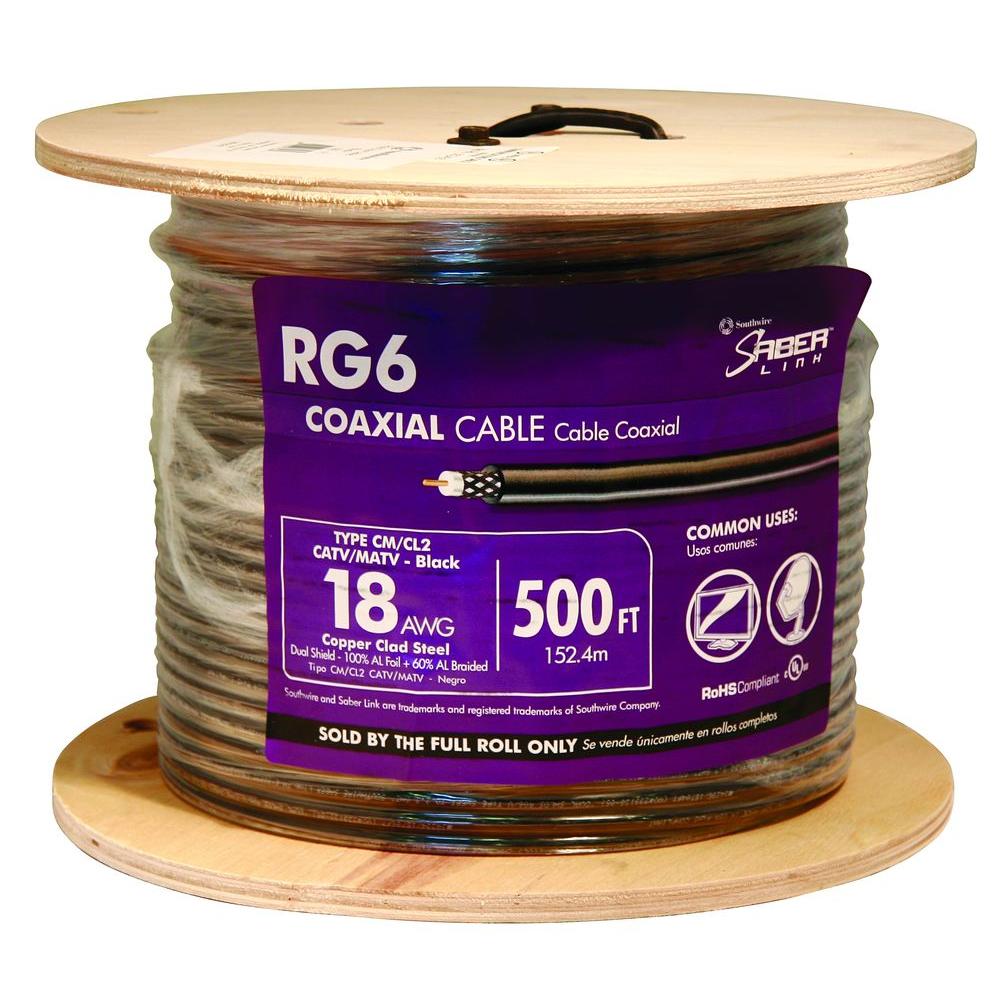 Southwire 500 ft. 18 RG6 Dual Shield CU CATV CM/CL2 Coaxial Cable in