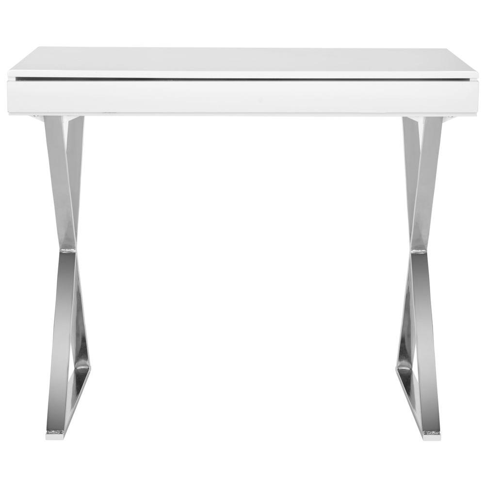 Safavieh Gordon White And Chrome Desk Fox2217a The Home Depot Safavieh Gordon White And Chrome Desk