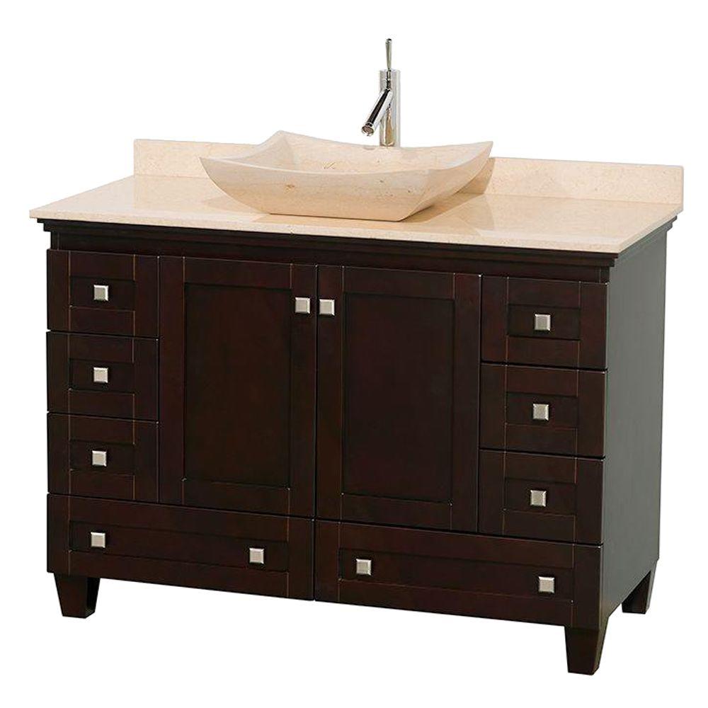 Wyndham Collection Acclaim 48 in. W Vanity in Espresso with Marble Vanity Top in Ivory and Ivory