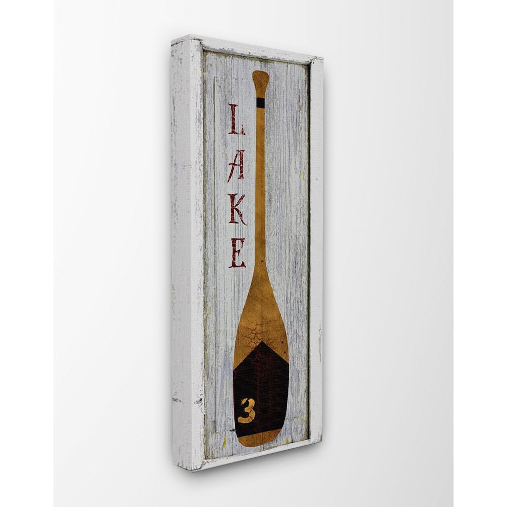 10 In X 24 Rustic Grey Vertical Brown Oar Lake By Artist Beth Albert Canvas Wall Art