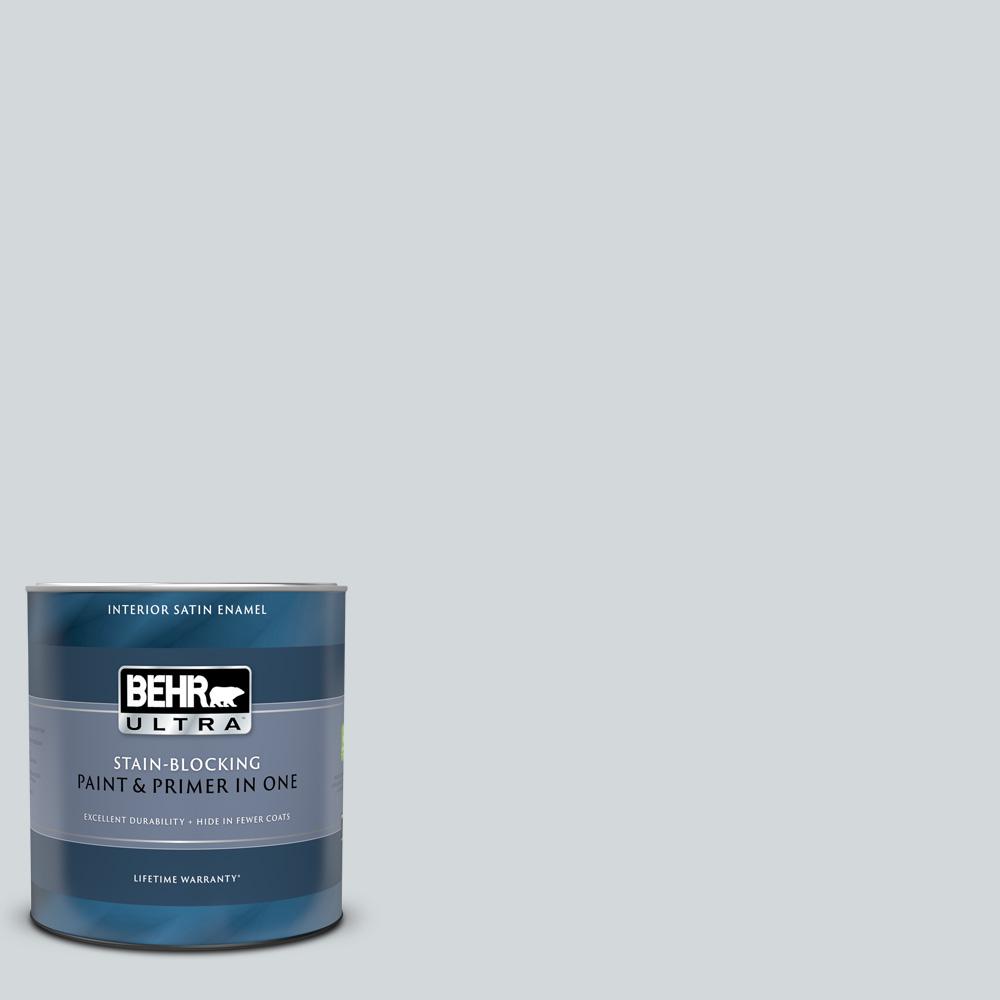 BEHR ULTRA 1 qt. MQ325 Gray Shimmer Satin Enamel Interior Paint and