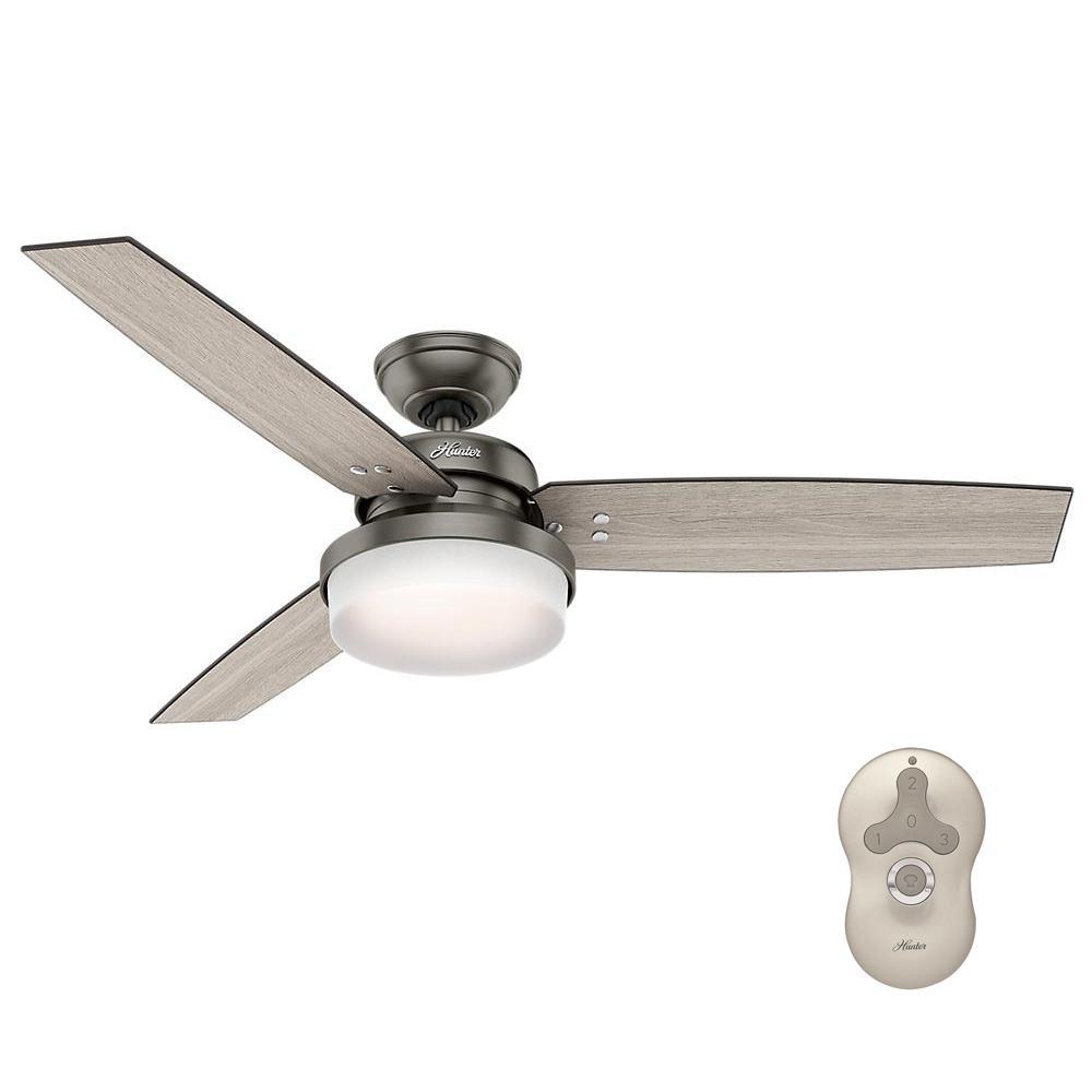 Hunter Sentinel 52 In Led Indoor Brushed Slate Ceiling Fan With