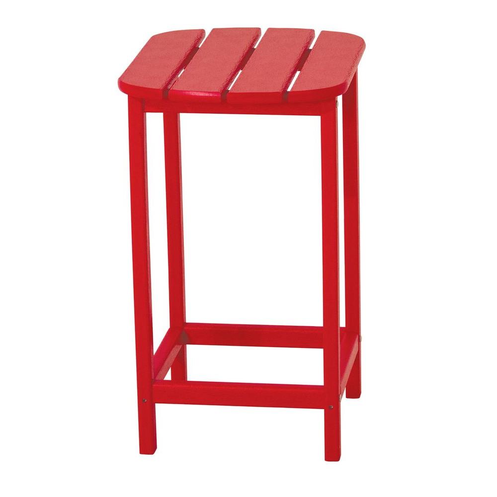 Polywood South Beach 26 In Sunset Red Patio Counter Side Table