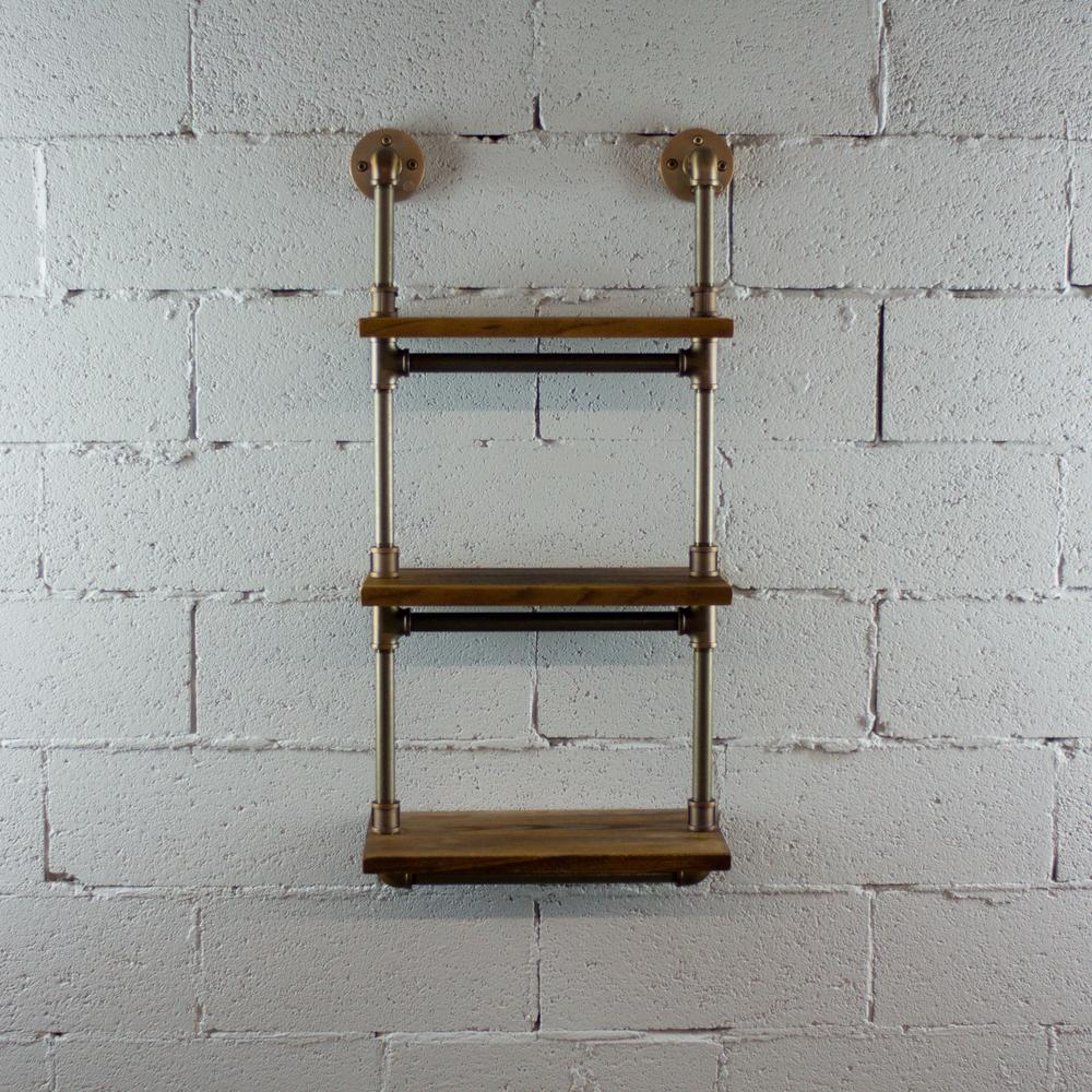 Furniture Pipeline Juneau Farmhouse Industrial, Brown 3Tiered Etagere