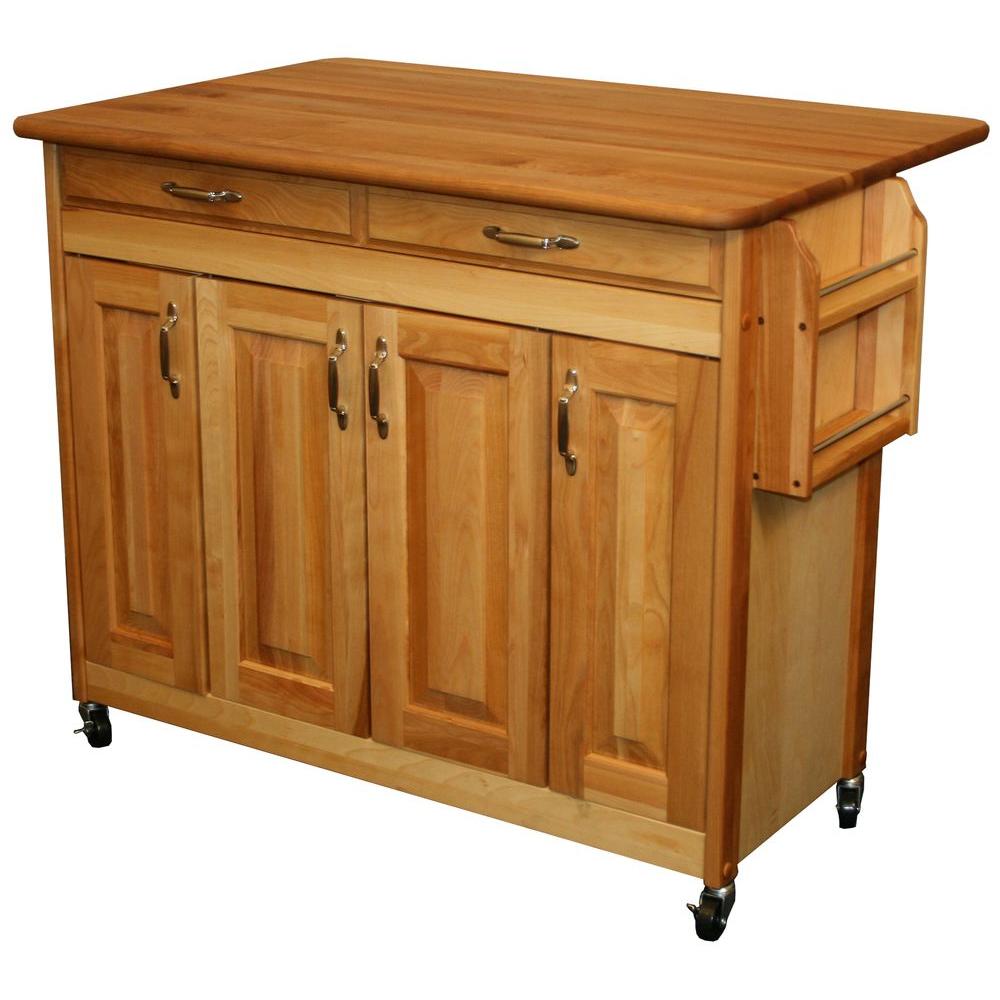 Catskill Craftsmen 44 3 8 In Butcher Block Kitchen Island With Drop Leaf 54228 The Home Depot