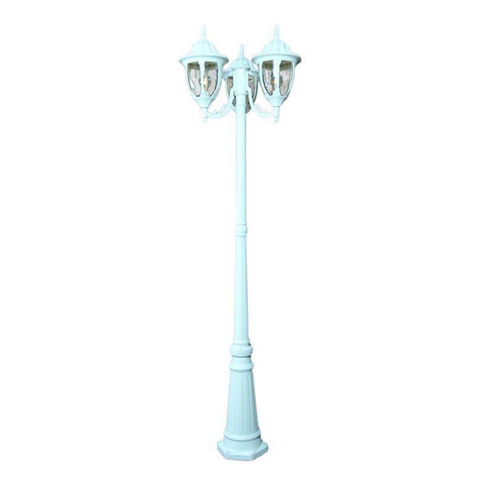White Post Lighting Outdoor The Home Depot Suffolk 3 Light Textured White Outdoor Surface Mount Post Fixture