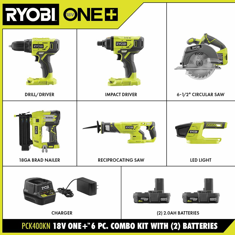 Ryobi 6 Power Tool Combo Kits Power Tools The Home Depot