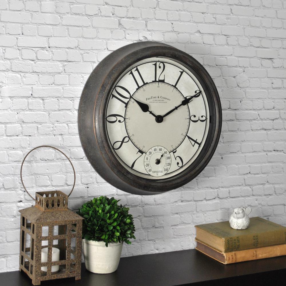 FirsTime Bronze Wall Clock with Whisper Technology-00168 - The Home Depot