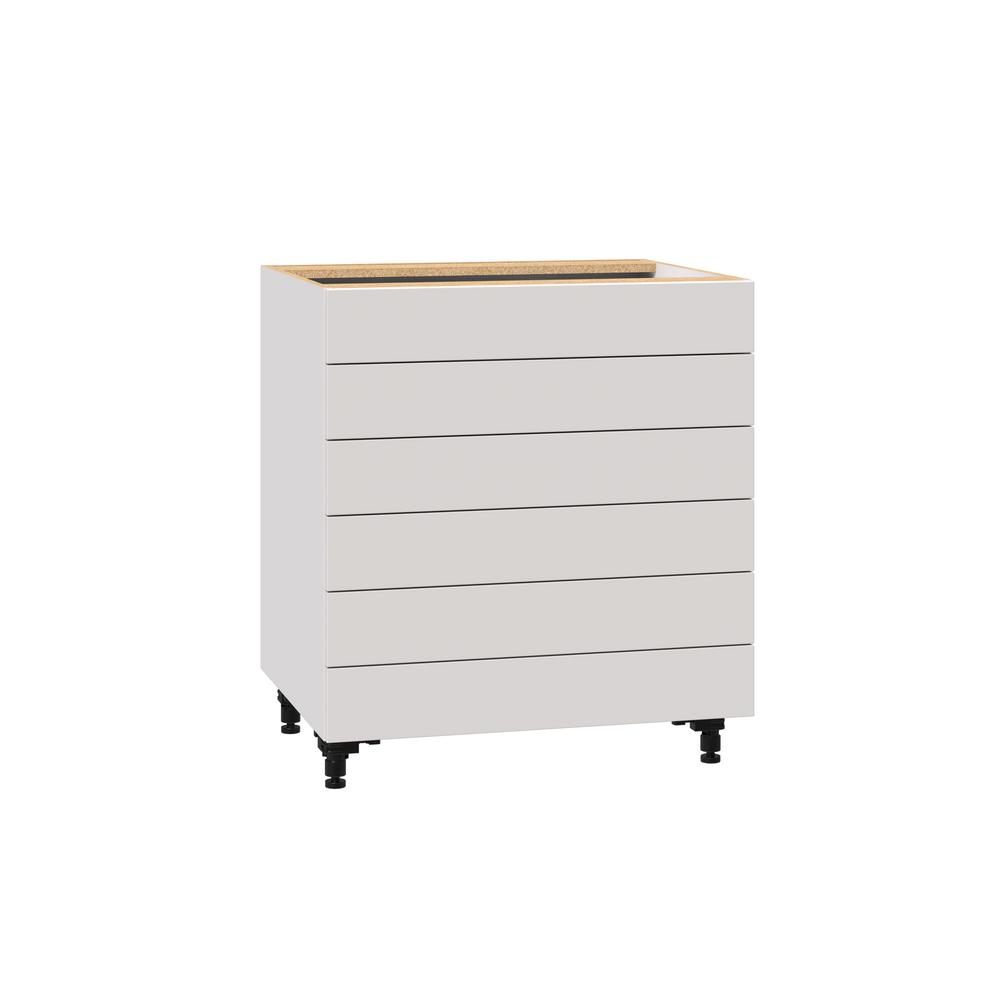 J Collection Shaker Assembled 30x34 5x24 In 6 Drawer Base Cabinet With Metal Drawer Boxes In Vanilla White