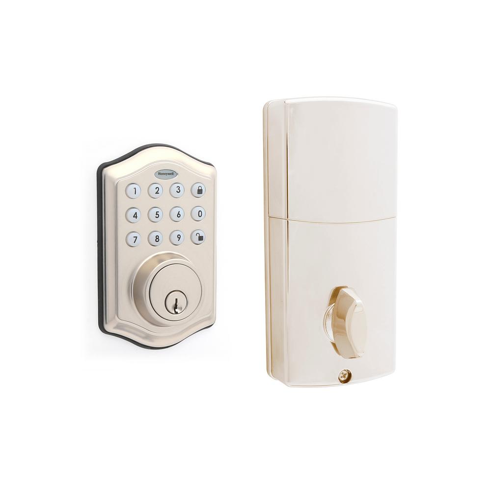 Honeywell Zinc Polished Nickel Single Cylinder Deadbolt Electronic Keypad Lock (1-Piece)